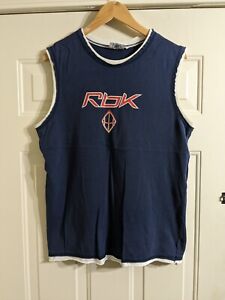 Vintage Reebok Sleeveless Layered Training Shirt Men's M Blue with White Accents