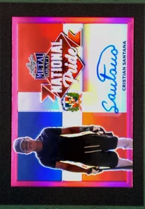 2021 Leaf Metal Draft #NP-CS1 Cristian Santana National Pride RC Auto Pink #/20  - Picture 1 of 3