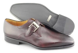 Men's MAGNANNI 'Mallory' Burgandy Leather Monk Strap Loafers Size US 11 EUR 44 - Picture 1 of 6