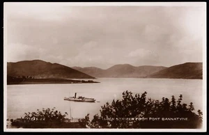 Loch Striven From Port Bannatyne Steam Boat Scotland RPPC Postcard - Picture 1 of 2