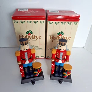 Holly Tree Toy Stocking  Stocking Holders Cast Iron Set 2 Vintage N9176R - Picture 1 of 5