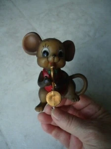 Vintage Brown Mouse Wearing Red Vest Playing Saxophone Figure 3” X 2 ¾” X 2 ½” - Picture 1 of 6