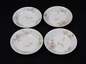 4 Theo Haviland Limoges Schleiger 151 Pink Asters Floral Fruit Dessert Bowls 5" - Picture 1 of 6