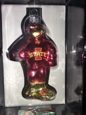 Iowa State Cyclones vidrio soplado brillo mascota adorno de vacaciones NUEVO Foto 1 de 2
