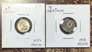 MEXICO 1977 AND 1978 TWO 10  CENTAVOS COINS VERY NICE CIRCULATED CONDITION - Picture 1 of 3