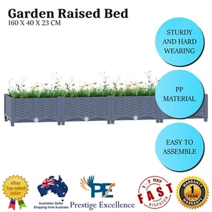 Garden Raised Bed Rectangular Planter Outdoor Balcony Patio Gardening Plant Herb - Picture 1 of 7