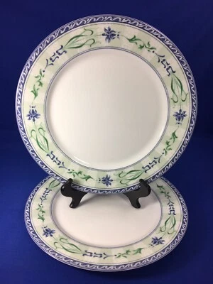 JUEGO DE 2 PLATOS DE CENA Mikasa IRIS FRANCÉS Fine China Borde Azul y Verde L3230 Foto 1 de 4