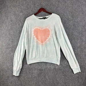 Wildfox Sweatshirt Womens Medium Fleece Rib Hem Cuffs Pullover Blue Heart - Picture 1 of 7
