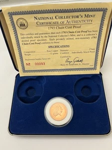 1776/1794 National Collectors Tribute Proof Set Box/COA ONLY and 1793 Chain Cent - Bild 1 von 12