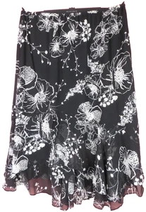CHICOS Women's 100% Silk A-line Skirt Midi Asymmetric Layered Floral Size 3 L XL - Picture 1 of 13