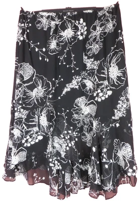 CHICOS Mujer 100% Seda Falda Línea A Midi Asimétrica Capas Floral Talla 3 L XL Foto 1 de 4