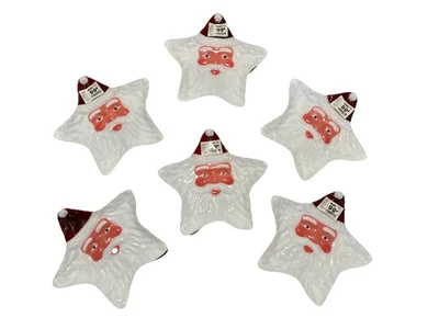 "Juego de 6 placas estrella de plástico rojo y blanco de Papá Noel de colección 10,5""x9,5"" nuevas con etiquetas" Foto 1 de 4