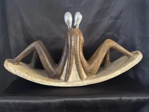 "Figura doble abstracta grande escultura 17"" base basculante arte modernista 6 1/2 piezas" - Imagen 1 de 10