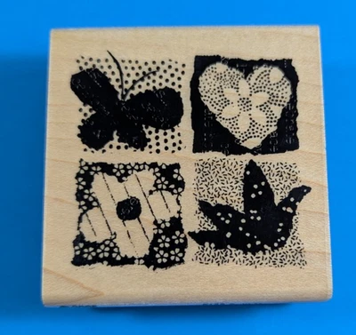 Cute 'QUILT MONTAGE' by Stampendous! F132, Rubber Stamp, NEW - Image 1 of 4
