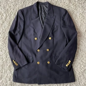 J.Press Tailored Double-breasted Jacket Blazer Navy Blue Gold Button M/L Japan - Picture 1 of 24
