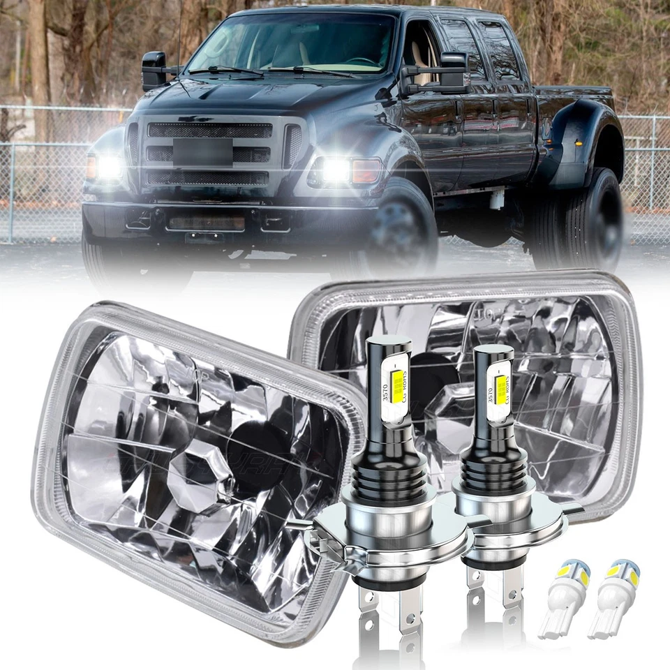 Par de faros LED 50W cuadrados 5x7 7x6 Hi-Lo DRL aptos para Ford F650 F750 F-250 L9000 Foto 1 de 4