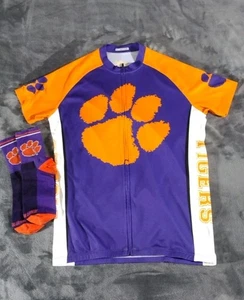 Clemson Football XL Jersey Shirt & Socks Orange Blue White Full Zip Pockets - Picture 1 of 13