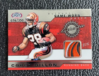 🔥COREY DILLON 2002 PACIFIC HEADS UPDATE GAME USED BENGALS LOGO PATCH /350!🔥 - Image 1 of 2