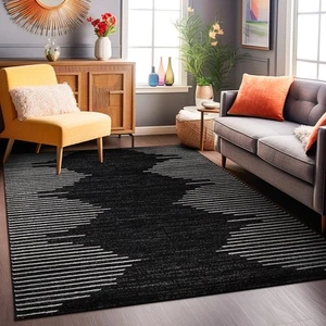 Rugshop Area Rug Bohemian Stripe Black Rugs Dining Room Rug Living Room Rugs 5x7 - Picture 1 of 10
