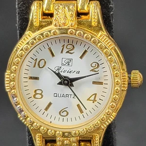 Riviera goldfarbene Quarzuhr Damen 6,5" Armband Analog Elegant Zeitmesser - Bild 1 von 13