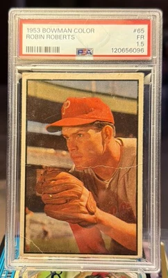 Robin Roberts 1953 Bowman Color Card #65 PSA 1.5 - Image 1 of 2
