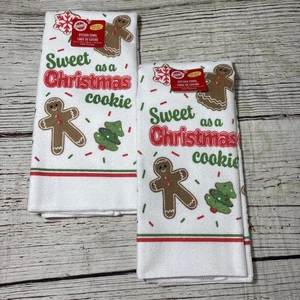 Christmas House Towels Sweet As A Christmas Cookie Gingerbread Set Of 2 - Picture 1 of 13