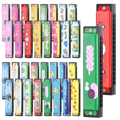DRAUPNIR 32 Pcs Harmonica, 16 Holes Cartoon Harmonica Toy with Double Row - Perfect fo...
