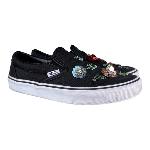 Vans Scarpe Slip On con Paillettes Floreali Nero Sneakers 721278
