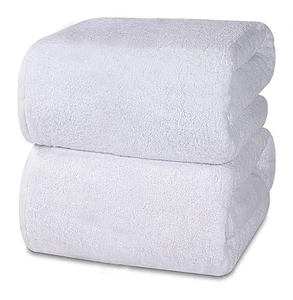 2x White Super Soft Extra Large Jumbo Bath Sheets & Towels, 100% Cotton - Picture 1 of 4
