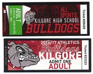 Kilgore High School Texas ~ 2016/2017 Sport Eintrittskarten ~ KOSTENLOSER VERSAND - Bild 1 von 1
