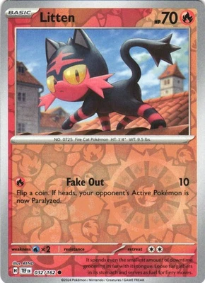 Litten Common Reverse Holo SV05: Temporal Forces 032/162 NM - Image 1 of 2
