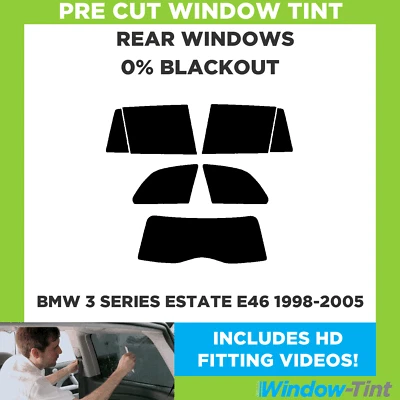 Pour BMW 3 Série Break E46 1998-2005 Pré Coupe Vitre Teintée Arrière 0% Blackout - Image 1 of 4