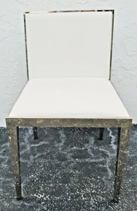 Nuevo Rennes White Leather Polished Stainless Steel Chrome Framed Side Chair - Picture 1 of 12