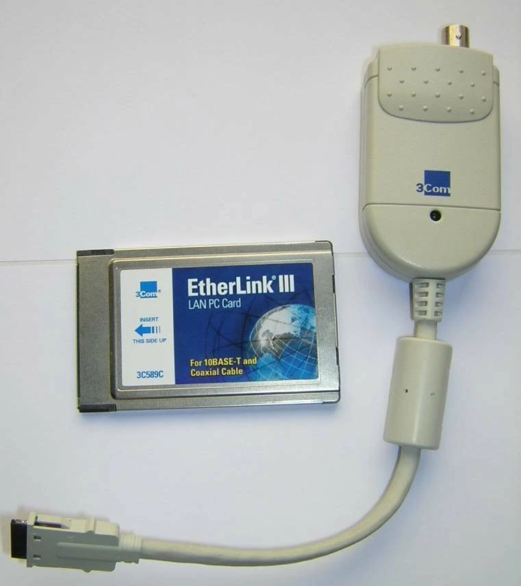 3Com EtherLink PCMCIA Ethernet LAN PC Card 3C589C + Dongle Cable - Image 1 of 1