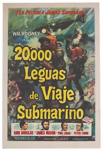 Vintage ORIGINAL 20,000 Leauges Under the Sea Argentinian Poster Walt Disney - Picture 1 of 1