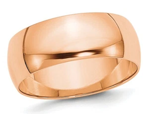 Ladies or Mens 14K Rose Pink Gold 8mm Wedding Band Ring - Picture 1 of 5