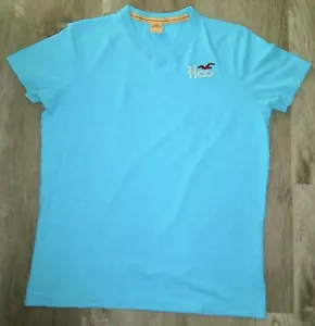 VINTAGE HOLLISTER HCO TÜRKIS BLAU V-AUSSCHNITT T-SHIRT BESTICKT HERREN GRÖSSE L - Bild 1 von 3