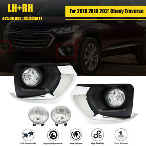 Fog Lights Assembly Bezel+Harness+Switch For 2018-21 Chevy Traverse Halogen Pair