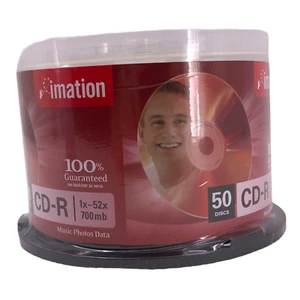 Imation CD-R 700mb Blank 50 Pack Discs Shiny 1x-52x Compatible NEW Sealed - Picture 1 of 10