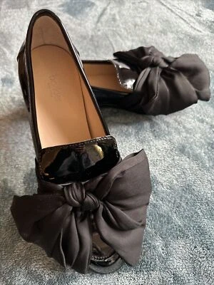 Botkier Corrine Black Patent Leather Loafers Shoes Big Bow Size 6 - Image 1 of 4