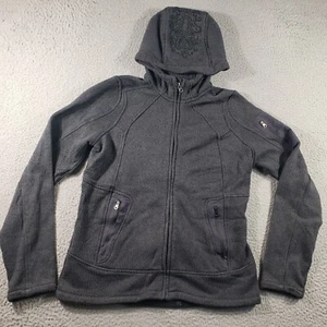Athleta Hoodie Women's Medium Gray Full Zip Knit Sweatshirt Stretch Casual - Picture 1 of 15
