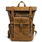 Canvas Backpacks For Men Oil Wax Canvas Leather Travel  Waterproof Daypacks
