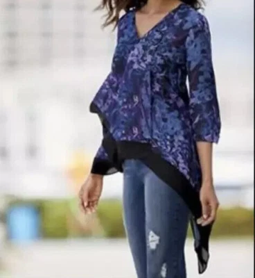 Blusa túnica Carmen Flutter talla grande 1X de Monroe y Main nueva Foto 1 de 2