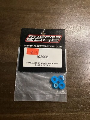 Racers Edge 10290S - 5mm Aluminum Flanged Lock Nut - Blue - 4PCS - New - NOS - Image 1 of 3