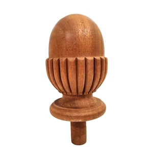 Pine cone shaped wood post finial newel 6"5 Vintage french architectural salvage - Picture 1 of 9