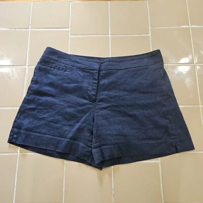 White House Black Market navy midrise linen shorts. Size 10 medium - Image 1 of 4
