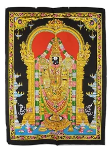 Lord Balaji Hindu God Sequined Wall Hanging Fair Trade 80 x 110 cm - Bild 1 von 5