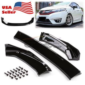 3pcs Gloss Black Front Bumper Lip Splitter Body Kit For 2014-2017 Honda Fit - Bild 1 von 11