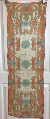 Vera Neumann Bufanda Rectangular Semi Transparente Floral Marrón Azul 14 1/2 x 44"" Foto 1 de 4