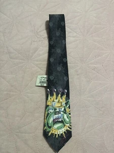 Ed Hardy by Christian Audigier Mens Silk Neck Tie Bulldog Kings Crown Tigers - Picture 1 of 8